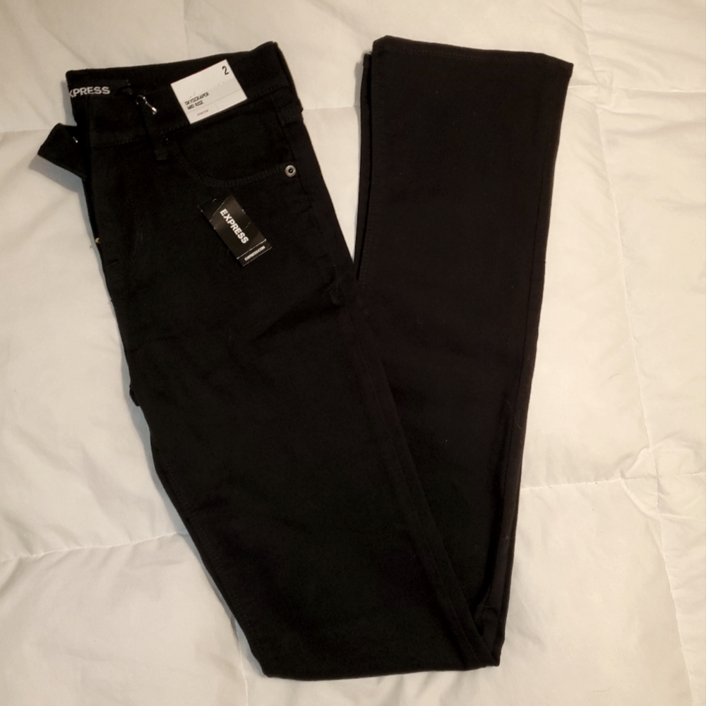 Express BLACK MID RISE STRETCH SKYSCRAPER JEANS